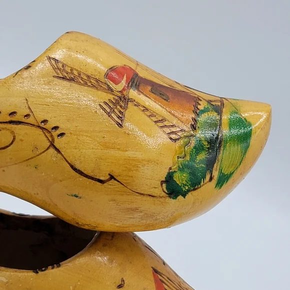 Dutch Wooden Clogs Handmade Holland Windmill MidCentury Souvenir Decor Vintage - Picture 8 of 14